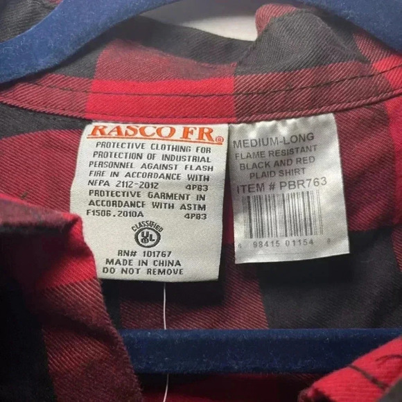 NWT RASCO FR Shirt Mens Large Buffalo Plaid Long Sleeve Flame Resistant Button - Picture 3 of 15